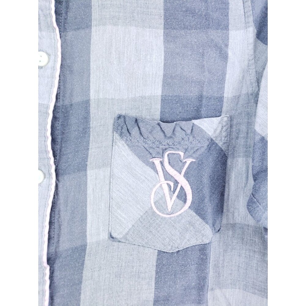 2 Victoria's Secret Shirt Women's Size Small Red Gray Plaid - Picture 5 of 14